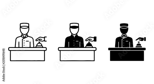 Obraz na płótnie Hotel Bellhop Icons, Receptionist Service, Hospitality Staff, Front Desk Assista