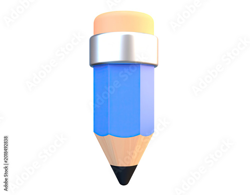 3D Render of a Blue Pencil with Eraser