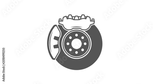 Schilderij op canvas Automotive brake disc rotor with caliper and pad icon