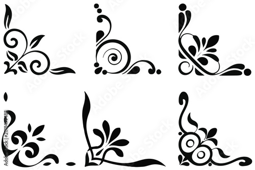 Black floral swirl designs