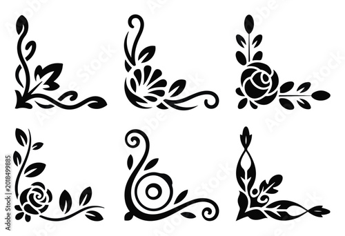 Black floral corner designs
