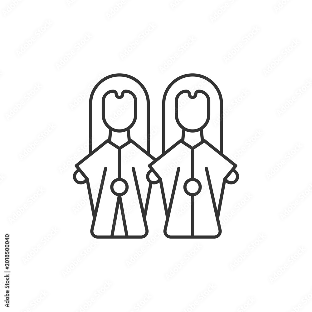 Fototapeta premium Glove puppets linear icon. Budaix national entertainment. Puppetry. Thin line customizable illustration. Contour symbol. Vector isolated outline drawing. Editable stroke