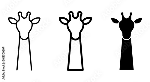 Giraffe Head Icons, Vector Animal Silhouettes, Simple Wildlife Graphics