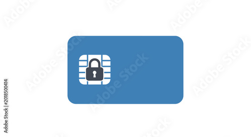 Φωτογραφία Blue credit card icon with secure lock on microchip