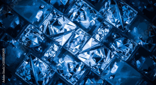 Fotografie Blue crystalline geometric pattern with light reflections