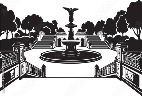 Bethesda Fountain Central Park Statue Silhouettes