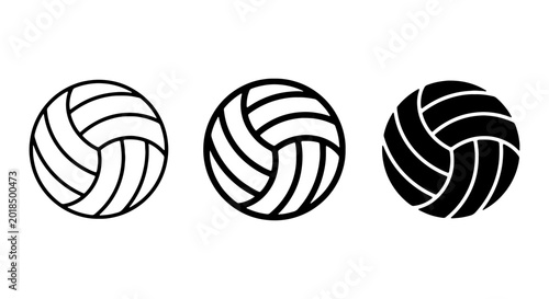 Bild auf Leinwand Volleyball Icons, Sport Ball Vector Graphics, Black and White Game Equipment Set