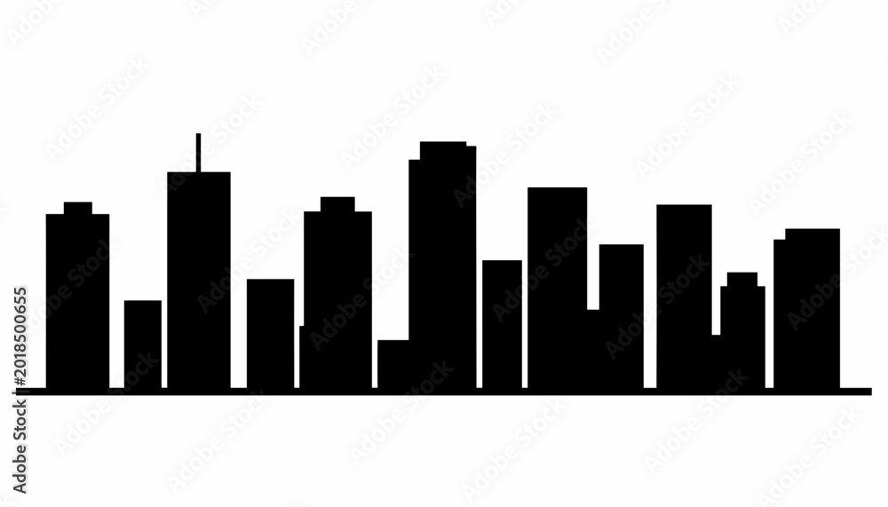 Naklejka premium City Skyline Silhouette Against White Background