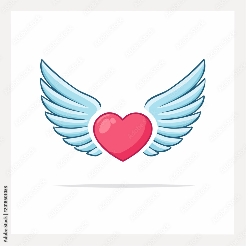 Fototapeta premium Cartoon Heart with Wings