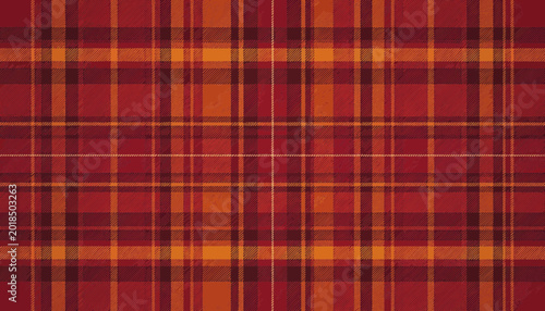 Red and Orange Plaid Fabric Pattern Close-up Photograph