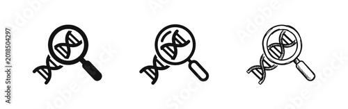 Foto DNA Genetic Research and Magnifying Glass Icon Set