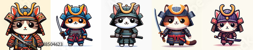 Canvas Print vector of a cat samurai