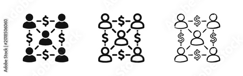 Photos Affiliate Marketing and Referral Network Icon Set with People and Currency for S