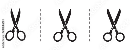 Canvastavla Series of open scissors separated by vertical dashed lines indicating cutting path for paper crafts