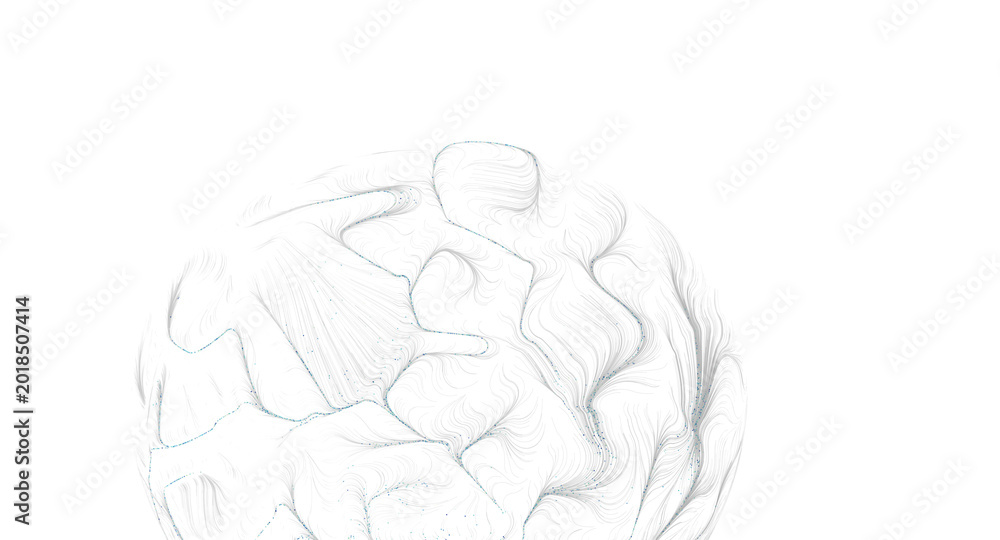 Fototapeta premium Intricate abstract drawing of lines creating shapes. Represents the human brain or a plan
