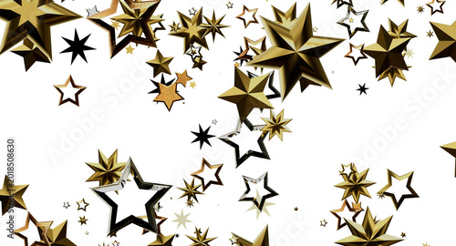 Canvastavla Abstract background featuring golden stars in various sizes on a white backdrop,