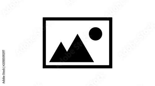 Free Download Vector silhouette of image placeholder icon with mountains and sun, minimalist design, digital media, photography representation art - GFXLoad