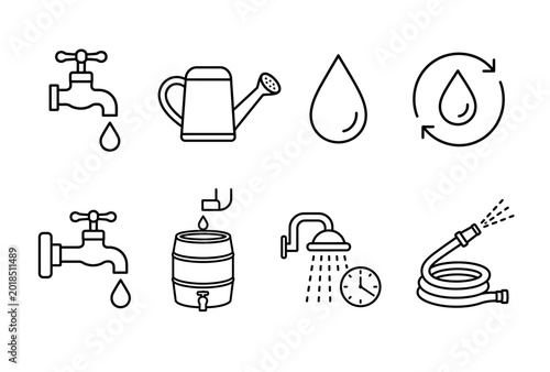 Water Faucet Tap Icons.