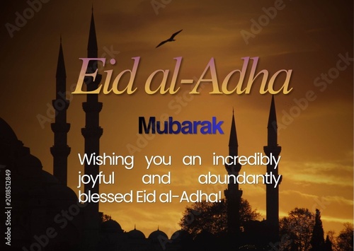 Elegant Happy Eid Al-Adha Greeting Card with Islamic Lanterns