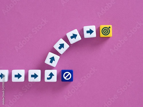 Business strategy guiding arrows leading to success target
