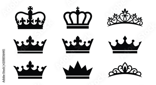 Photos Collection of black crown silhouettes in various regal designs silhouette