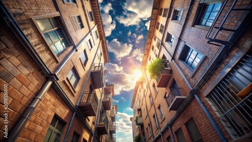 Sky view from alley animation