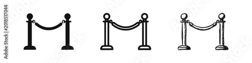 Schilderij op canvas Velvet Rope Barrier Stanchions Icon Set - VIP and Event Access Concept