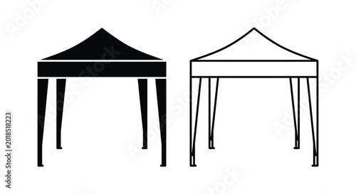 Bild auf Leinwand Two gazebo silhouettes black and white line art style silhouette