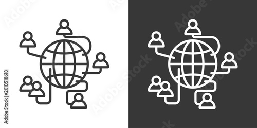 Canvastavla Global Connection Icon Set Vector Collection Isolated In Black And White