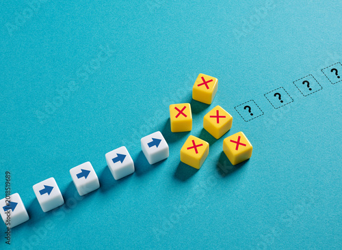 Strategic uncertainty and business obstacles and decision making concept