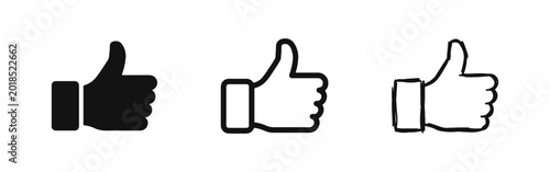 Canvas-taulu Thumbs Up Like Icon Set - Solid, Outline, and Hand-Drawn Styles