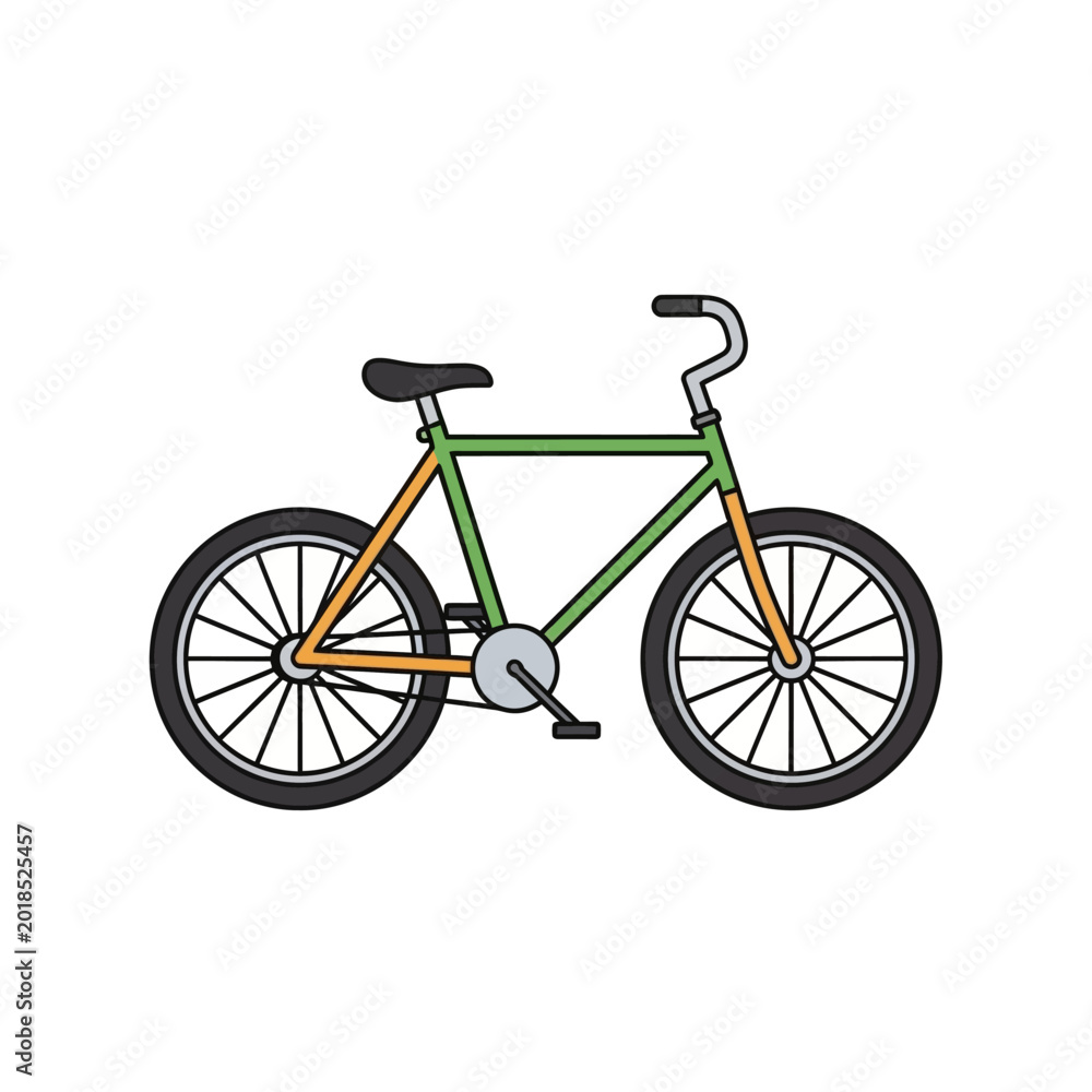 Fototapeta premium Cartoon Bicycle Illustration on White Background
