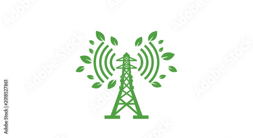 Fotografía Green Cell Tower With Leaves.