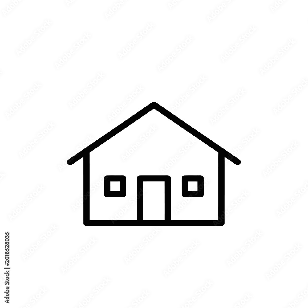 Fototapeta premium Simple House Icon, Minimalist Home Symbol, Outline Building Graphic