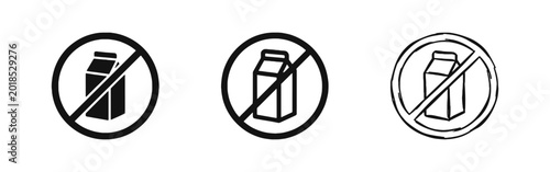 Canvastavla No Dairy Lactose Free Milk Carton Prohibition Icon Set