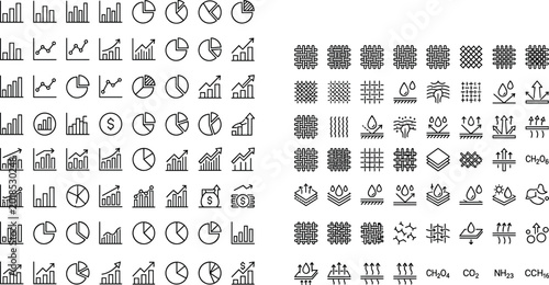 Fotografi Business, Data, and Environmental Icons Set with Graphs, Charts, Financial Data,