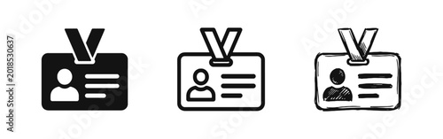 Cuadro en lienzo ID Badge and Name Tag Icon Set for Identification and Access Control in Solid Ou