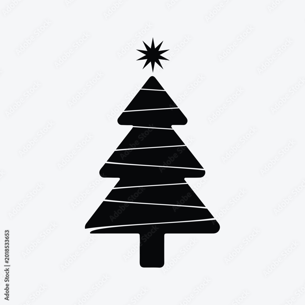 Fototapeta premium Christmas Tree Silhouette Vector Festive Holiday Tree Isolated Icon