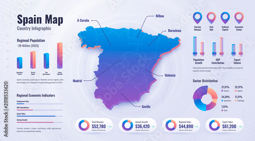 Spain Country Regional Economic Map