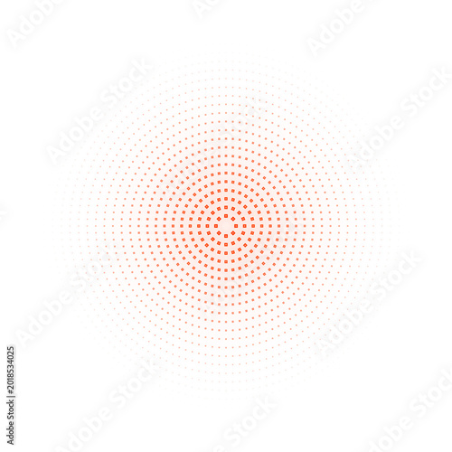 Abstract Red Glowing Radial Dot Pattern on Transparent Background