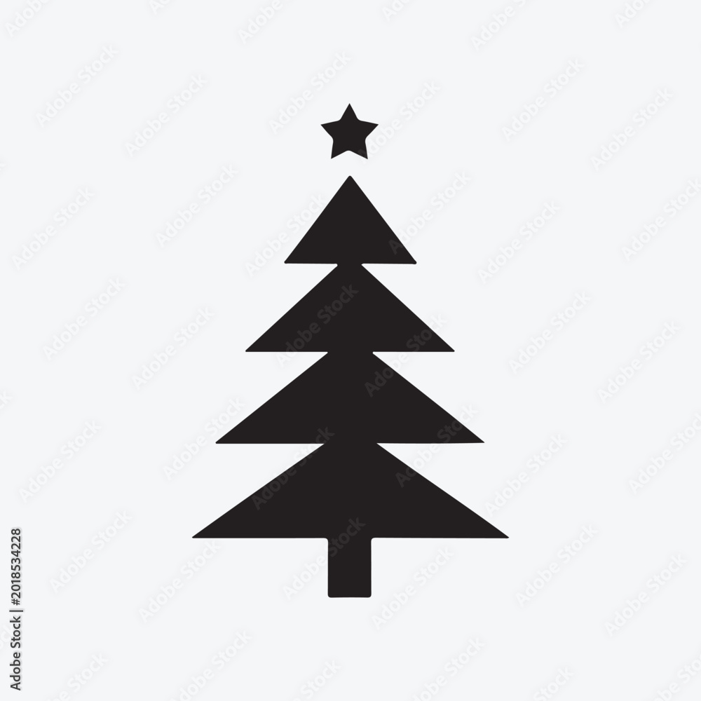 Fototapeta premium Christmas Tree Silhouette Vector Festive Holiday Tree Isolated Icon