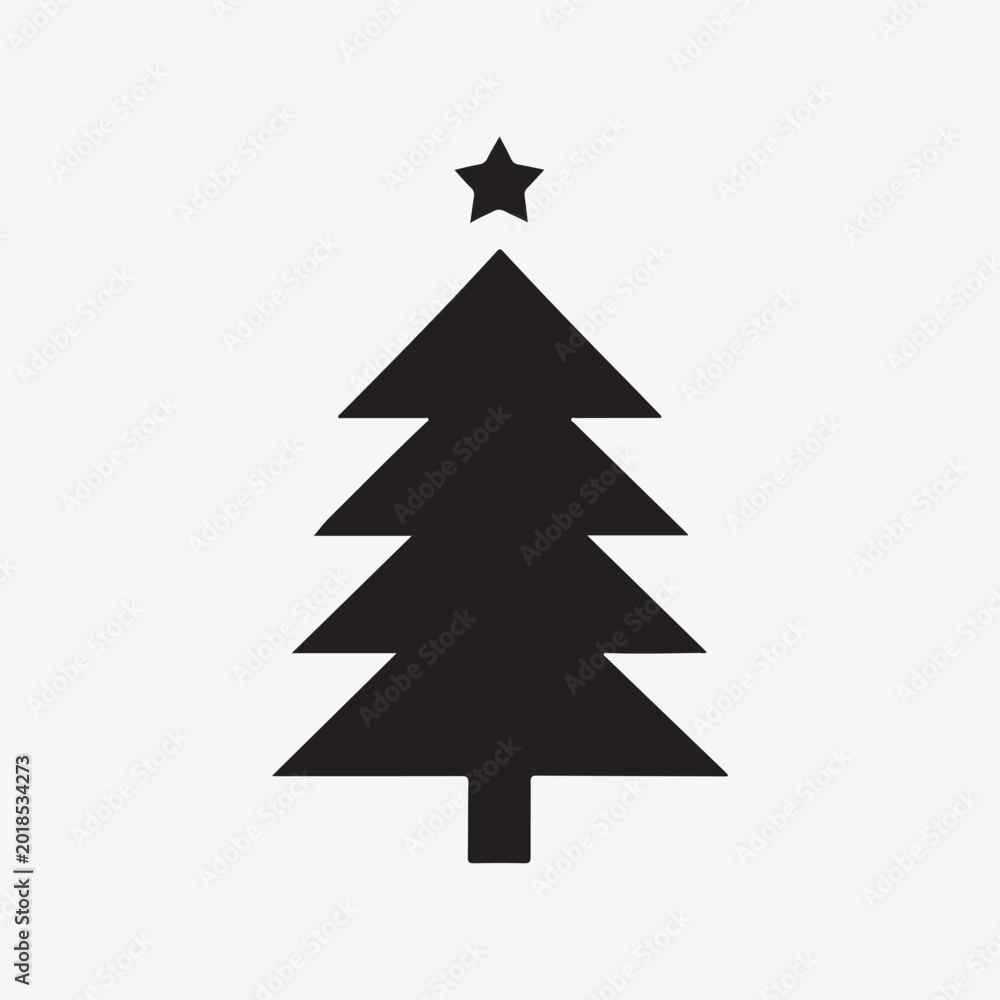 Obraz premium Christmas Tree Silhouette Vector Festive Holiday Tree Isolated Icon