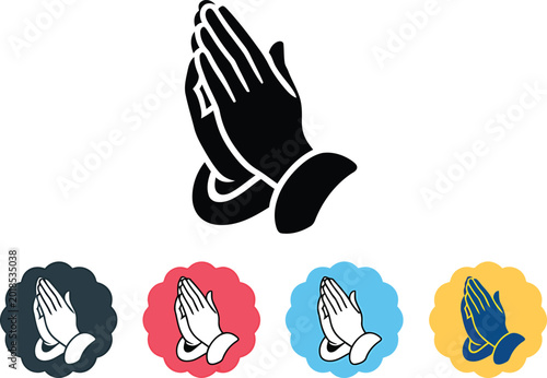 Schilderij op canvas Praying hands with religion vector illustration, spiritual