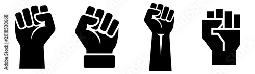 Bilde på lerret Raised fist silhouette set for protest and social justice
