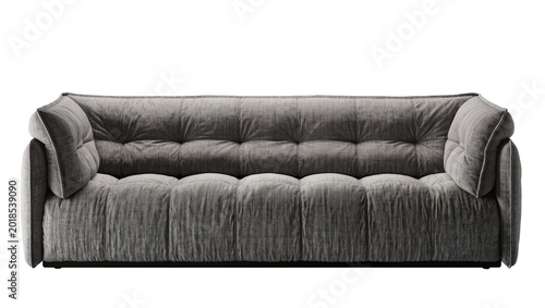 Obraz na plátne Modern gray sectional sofa with button tufting and large armrests