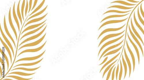Two elegant golden palm leaves on a white background, perfect for luxury branding and nature-inspired design elements