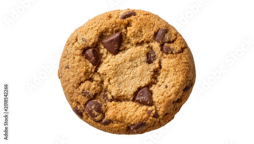 Tableau sur toile Chocolate chip cookie with brown chips and crumbly texture