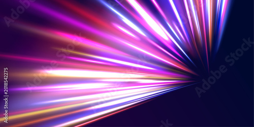 Photos Futuristic neon burst background with glowing pink and blue rays, dynamic comic