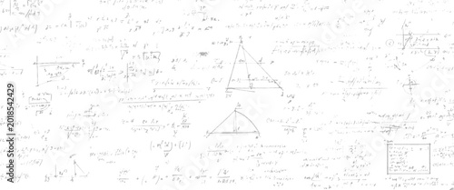 Bild auf Leinwand Hand drawn mathematical formulas and geometric diagrams on a white background ma