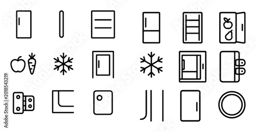 Kitchen appliance icons with fridge apple carrot minimal